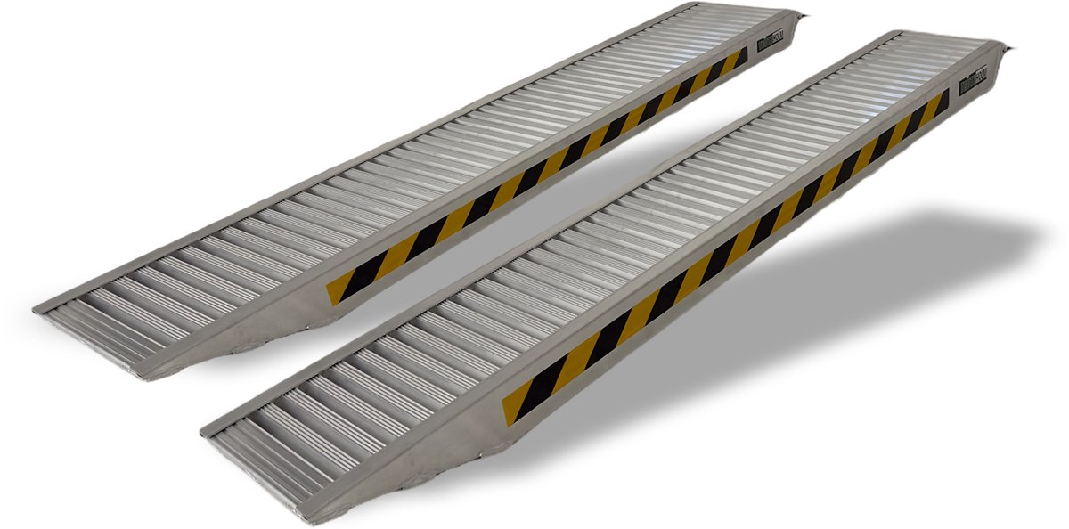 TRUTZHOLM 2 x oprijplaten 212cm draagvermogen 3800kg/paar aluminium grijs geribbeld Laadkleppen
