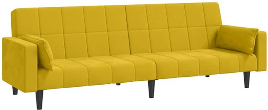 vidaXL - Slaapbank - 2-zits - met - 2 - kussens - fluweel - geel