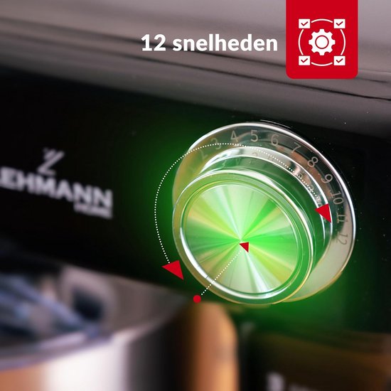 Keukenmachine met 5L kom en 12 snelheden - Kneedmachine met mengaccessoires en spatscherm - Zwart van Merkloos — afbeelding 4