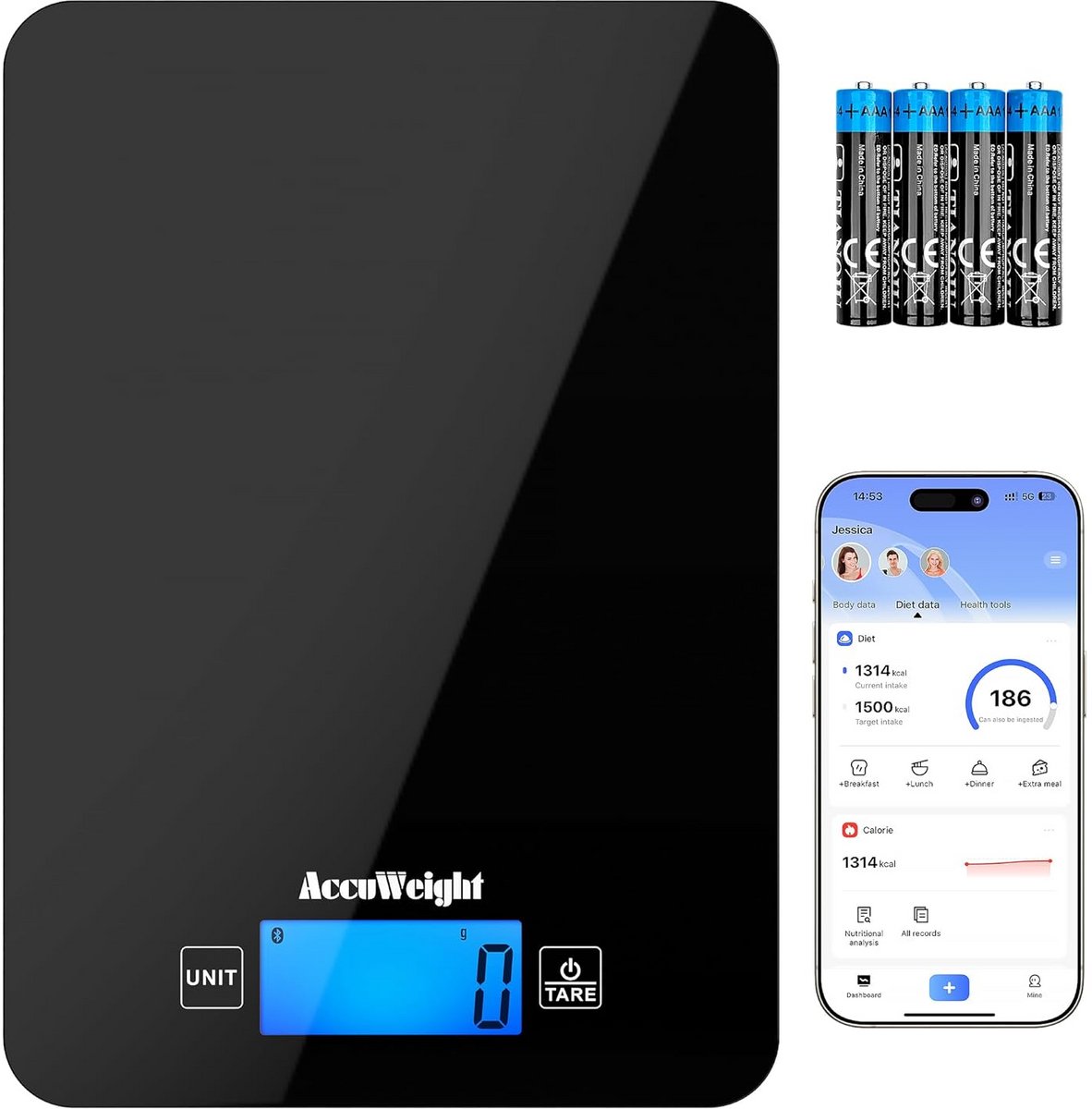 Slimme Keukenweegschaal met Bluetooth en LCD-display – 5kg/11lb