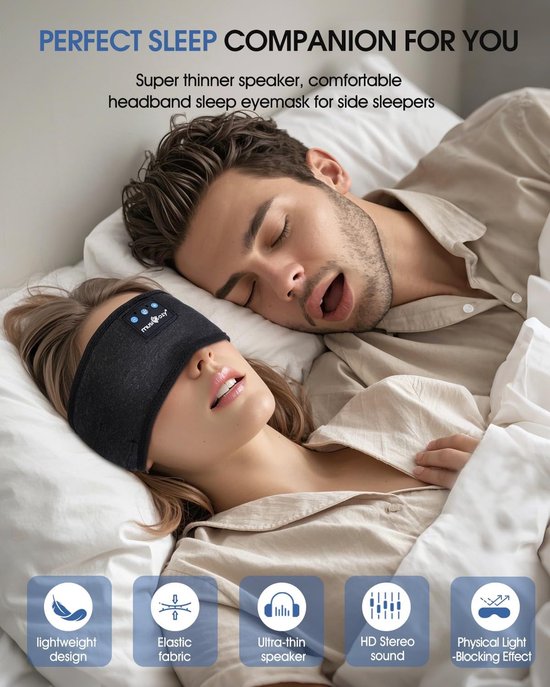 Slaaphoofdtelefoon voor Zijslapers met Bluetooth 5.4 en Hifi-geluid van Merkloos — afbeelding 2