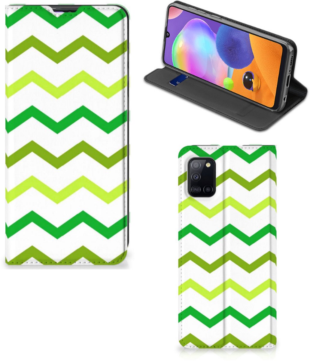 Book Case voor Samsung Galaxy A31 Hoesje met Magneet Zigzag Groen