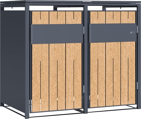 Lukadria Mülltonnenverkleidung aus Holz bis 240L Adria24 natur 3 Tonn