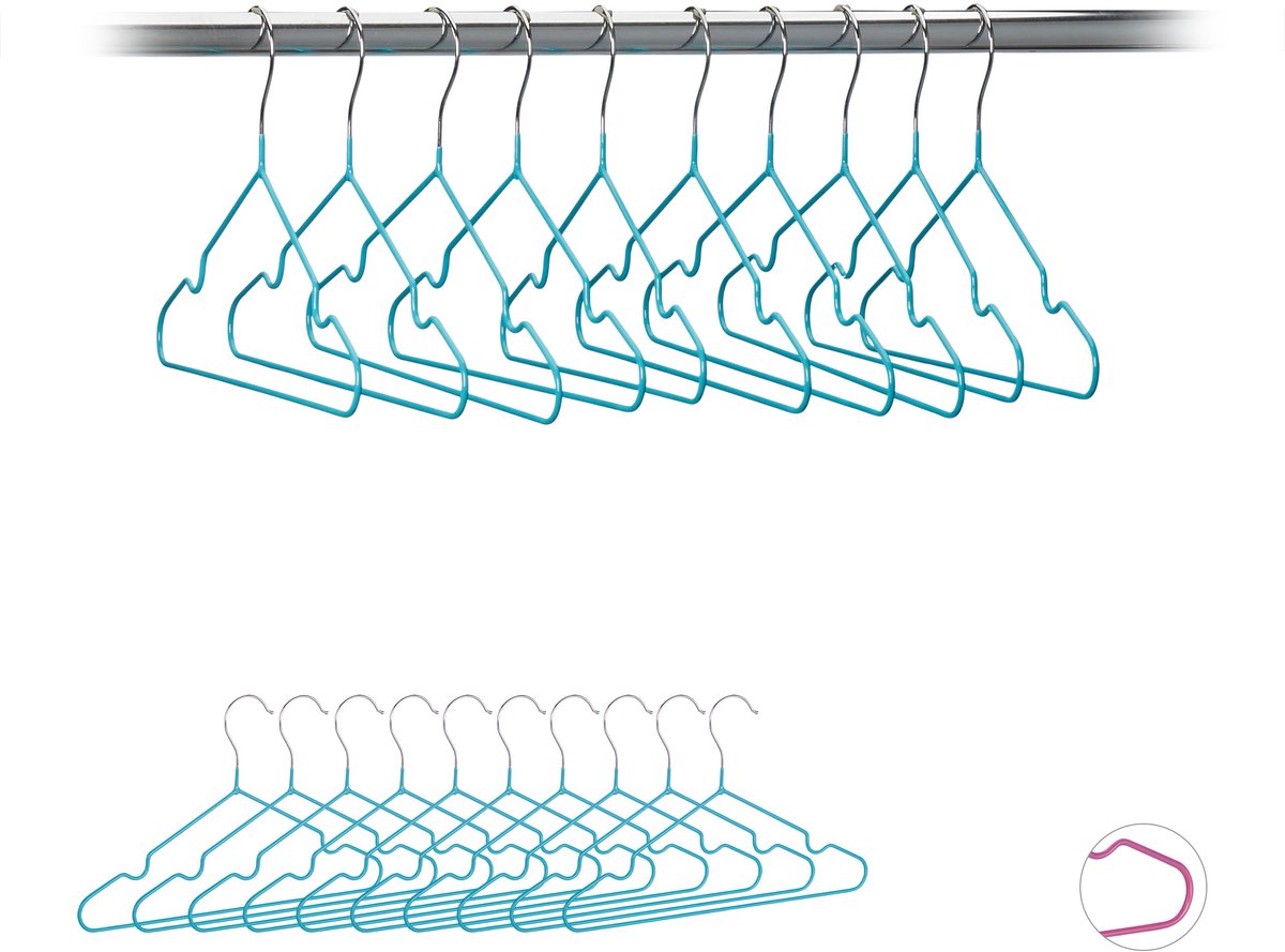 100 x kinderkledinghanger - draad - kledinghanger kind - PVC coating - turkoois
