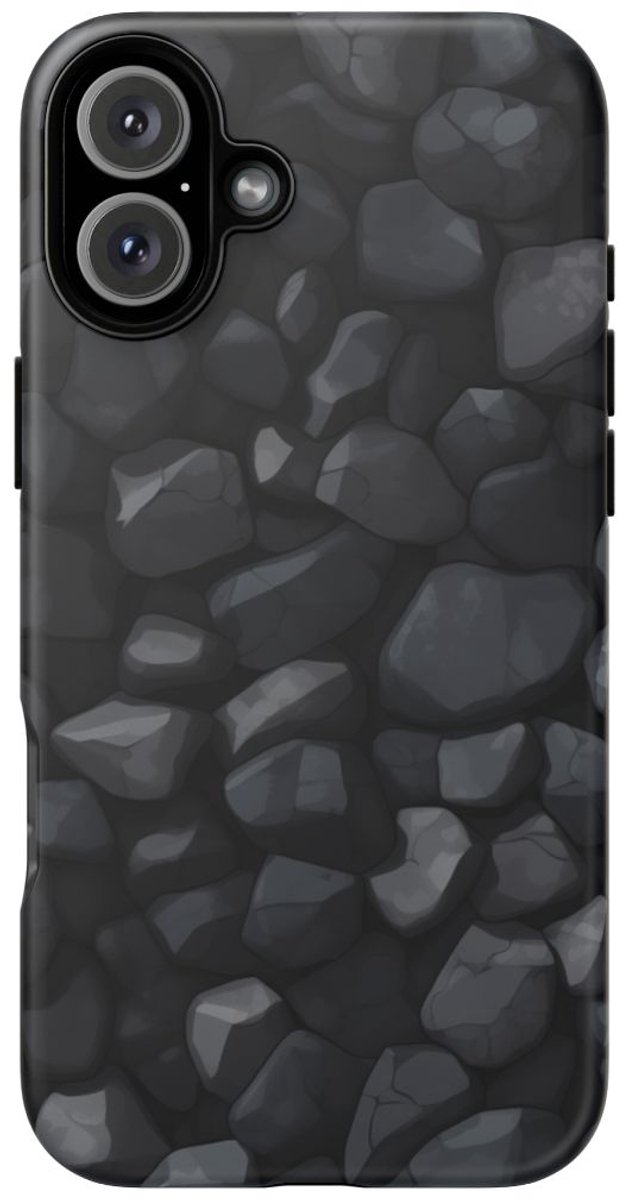 Donkergrijs Steentextuurpatroon – Telefoonhoesje Geschikt voor iPhone 16 Plus