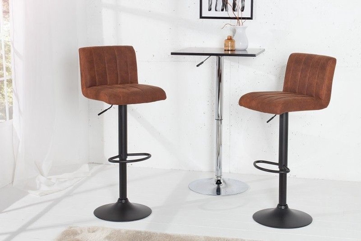 Draaibare retro barkruk PORTLAND vintage bruine barkruk - 38456