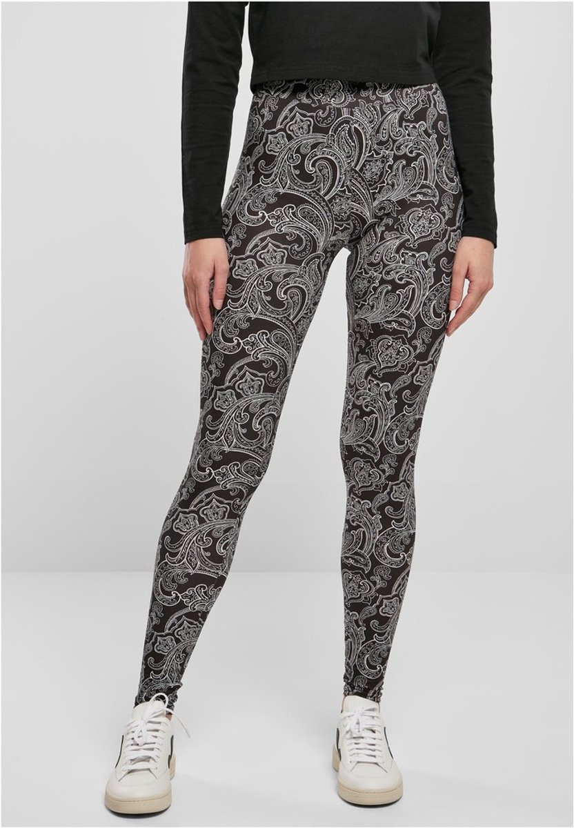 Urban Classics Soft AOP blacknewpaisley Legging S Zwart