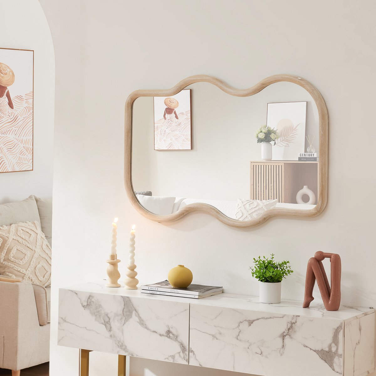 Wandspiegel Bellerirnu 90x60 cm sonoma eikenkleurig [en.casa]