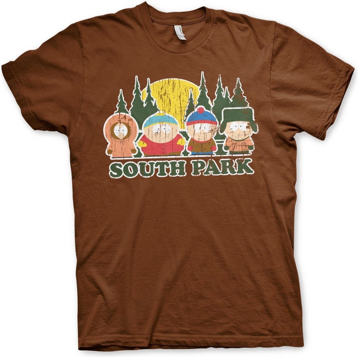 South Park T-shirt met verweerde look, bruin