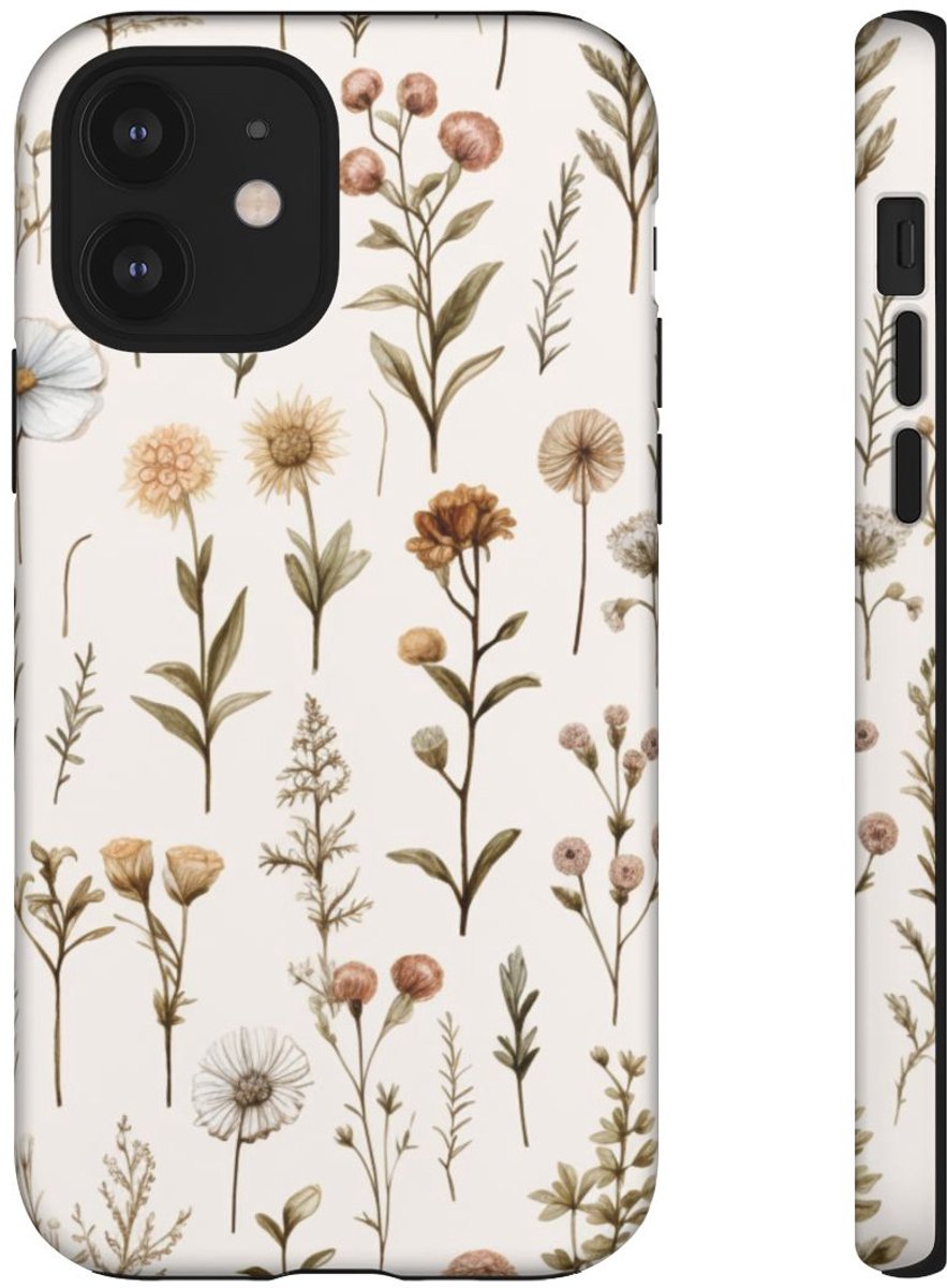 Handgetekende Wilde Bloemen en Kruiden – Telefoonhoesje Geschikt voor iPhone 12