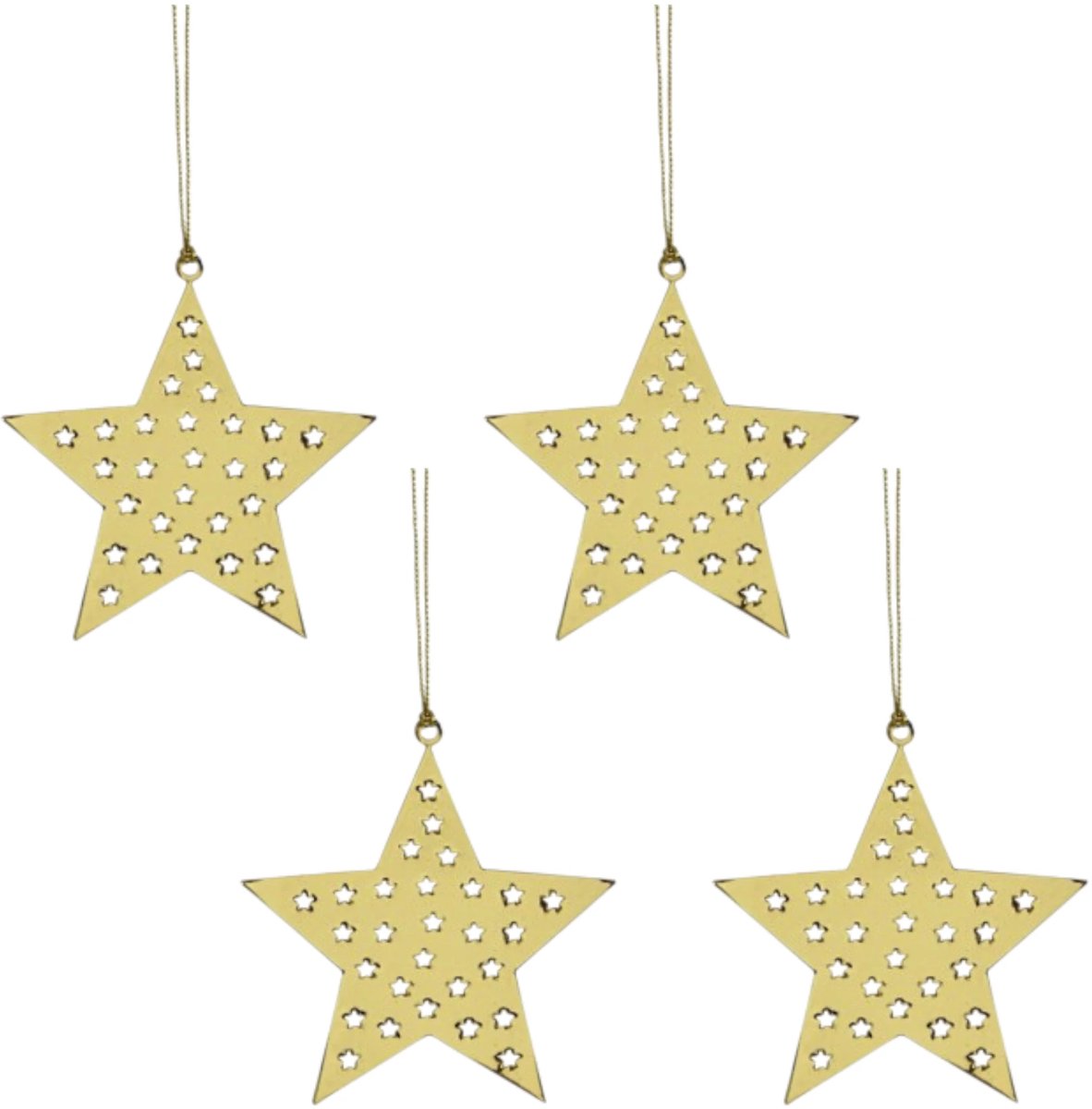 Gouden ster kersthanger metaal (set 4) - Pluto Design