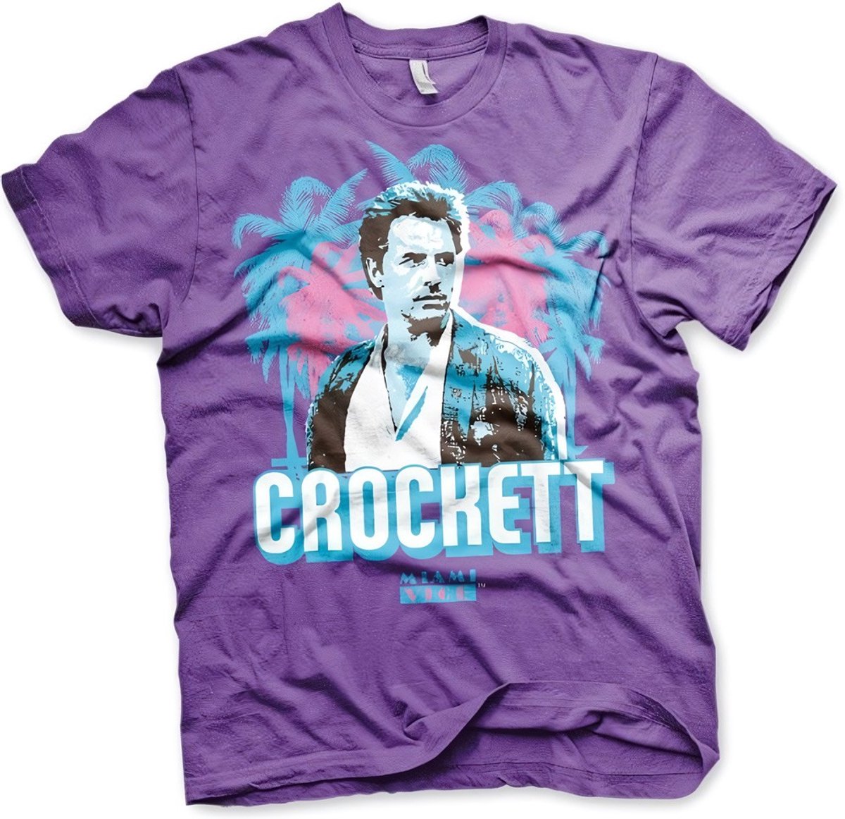 Miami Vice Crockett Palms T-Shirt Purple-L