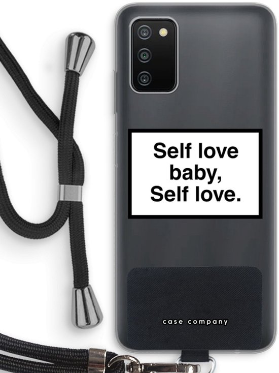 Case Company® - Coque Samsung Galaxy A03S avec cordon - Amour de soi - Coque pour téléphone avec cordon Zwart - Protection sur tous les côtés et sur tout l'écran