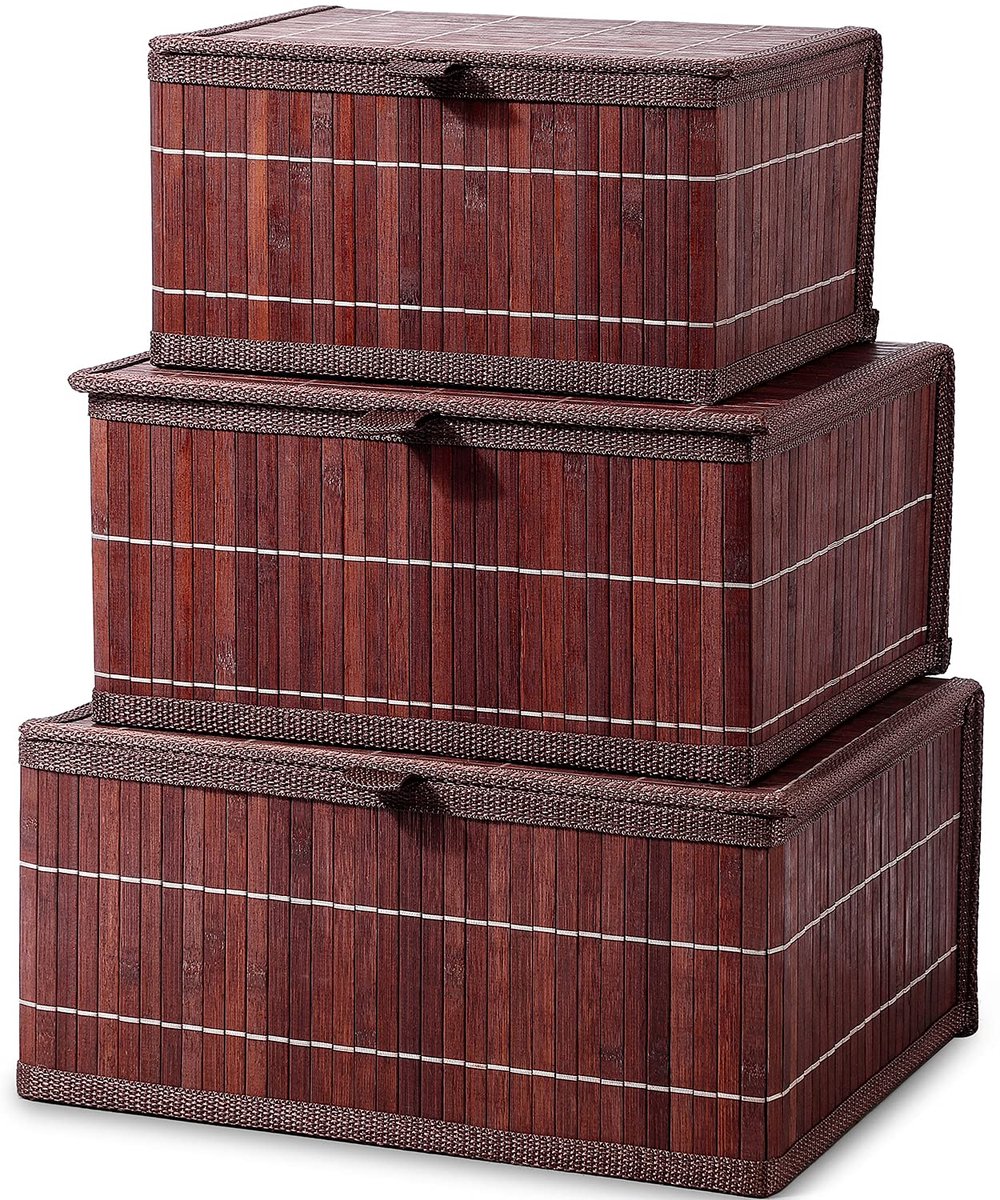 Bamboe Opbergmanden Set - Decoratief en Functioneel - 3 Stuks - Natuurlijke Kleur