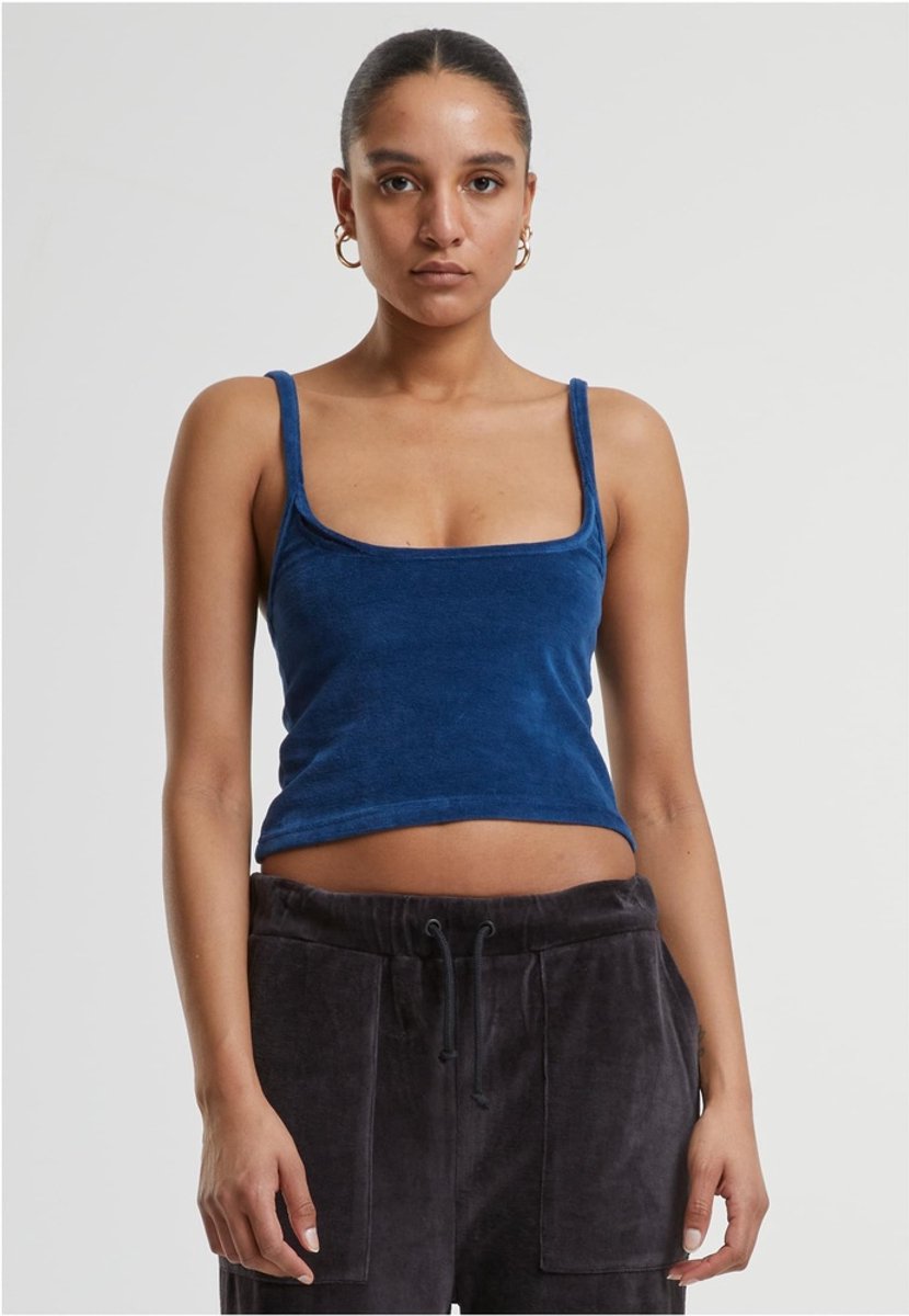 Urban Classics Short Velvet Crop top 5XL Blauw