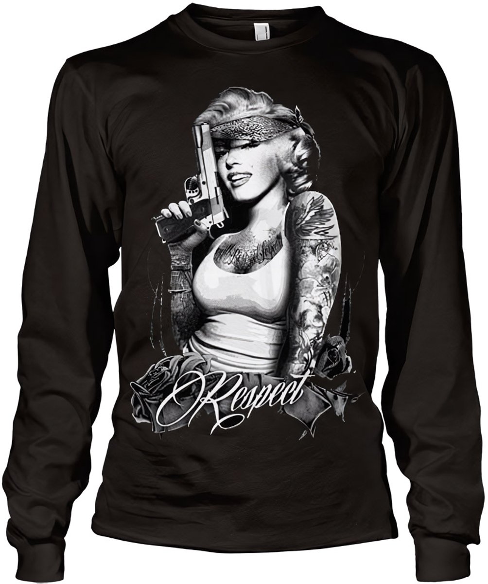 Marilyn Monroe Respect Long Sleeve Tee AB-19-18518-L32 Black-L