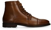 Manfield - Heren - Cognac leren veterboots - Maat 45