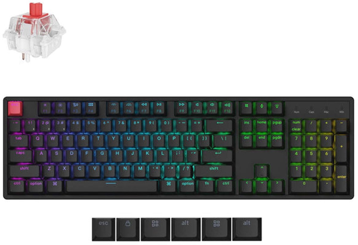 Keychron K10 QMK V2 toetsenbord aluminium frame red switch