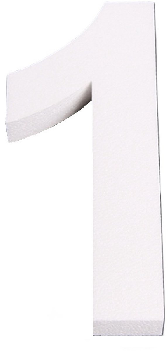 Piepschuim cijfer 1 jaar - H25 cm - hobby/knutselmateriaal - DIY - Knutselen - Cijfers zelf maken - wit