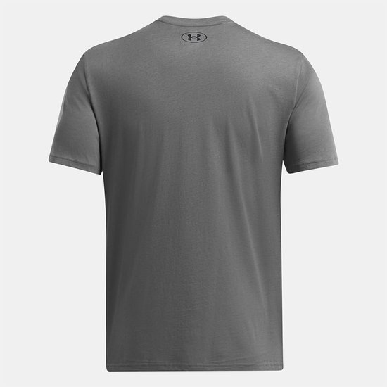 Grijze Under Armour sportshirt, achterkant, met logo op de nek.
