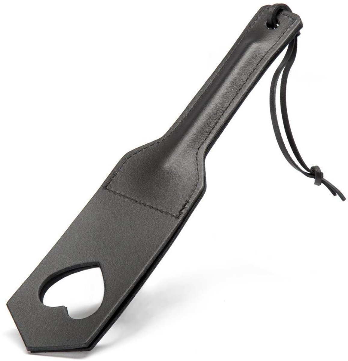 Black Label - Lederen Paddle met Uitgesneden Hart - Zwart