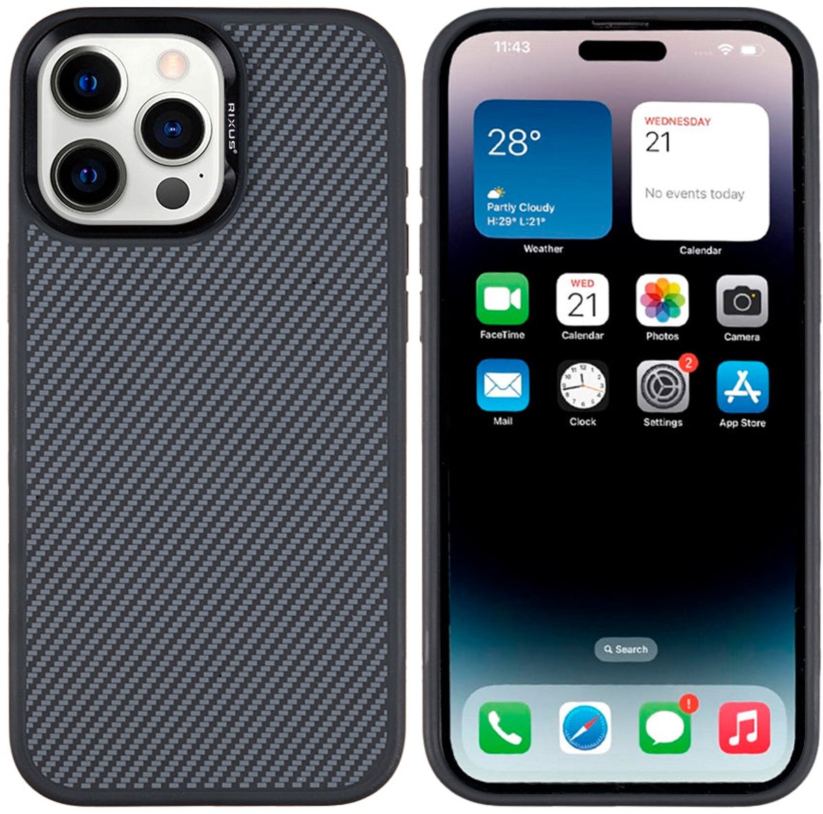 Rixus Mag Carbon With MagSafe For Apple iPhone 15 Pro Titanium Black