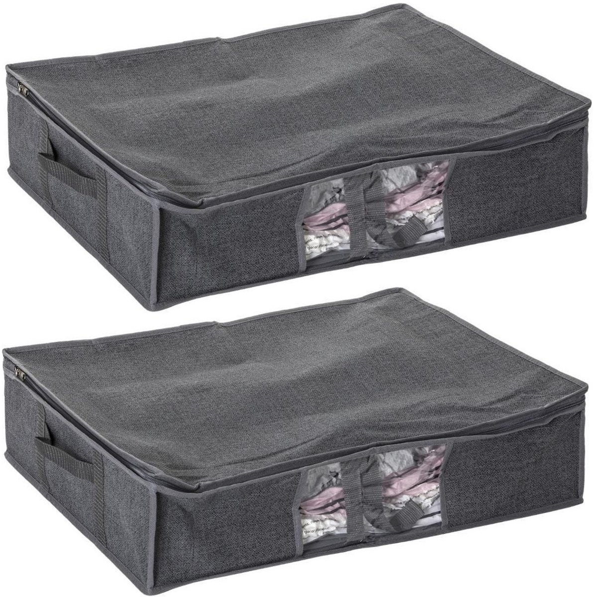 5Five® 5Five Dekbed/kussen opberghoes - 2x - antraciet - vacuumzak - 60 x 45 x 15 cm - Dekbedhoes - Beschermhoes