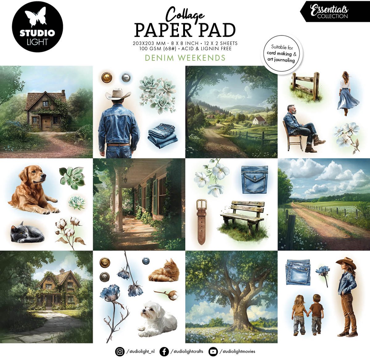 Collage paperpad Denim weekends - Essentials nr. 408