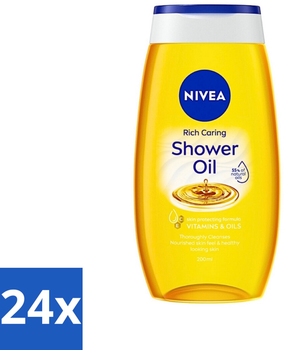 NIVEA - Doucheolie - Natuurlijke Doucheolie - 200 ml - Voordeelverpakking - 24 stuks