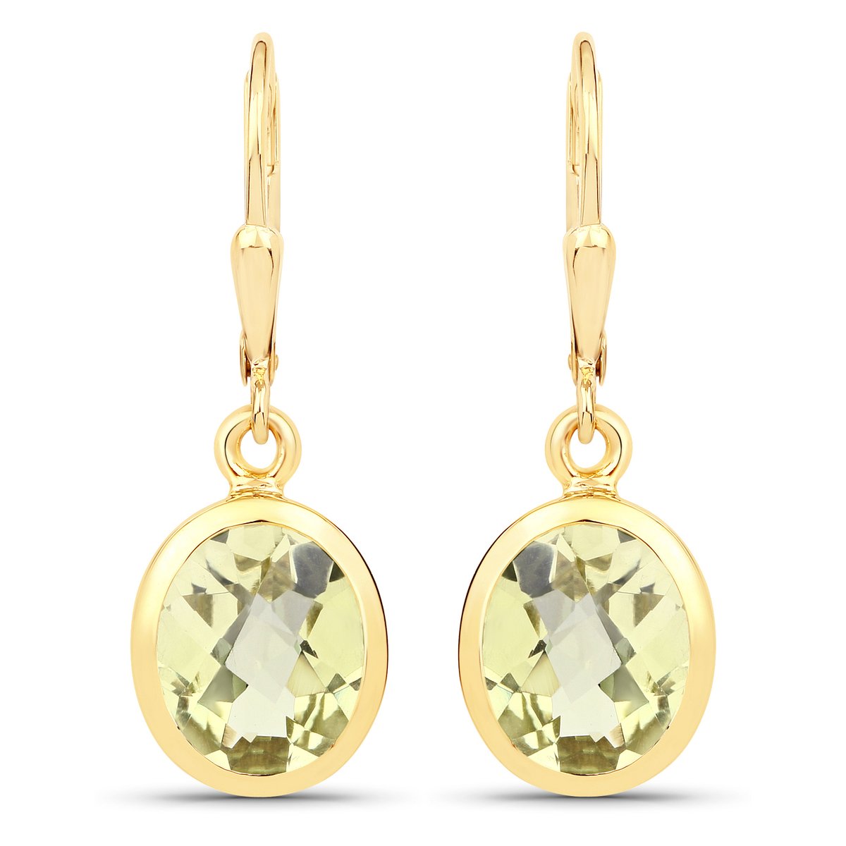 Vira Jewels Ohrhänger 925-Sterling Silber vergoldet Glänzend Lemon Quarz grün
