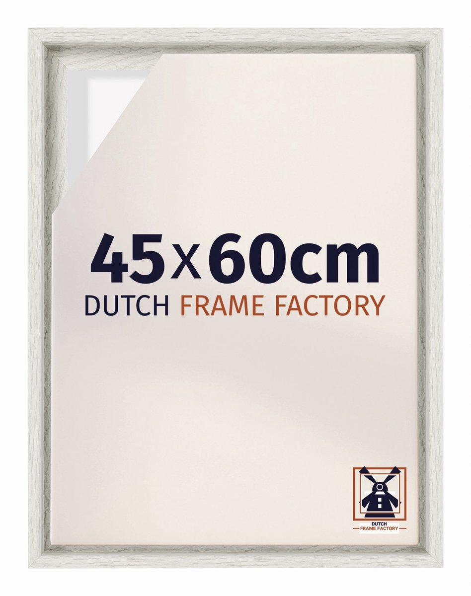 Dutch Frame Factory Baklijst 45x60 cm - White Wash - Geschikt voor Canvasdoek - MDF Baklijst Lausanne