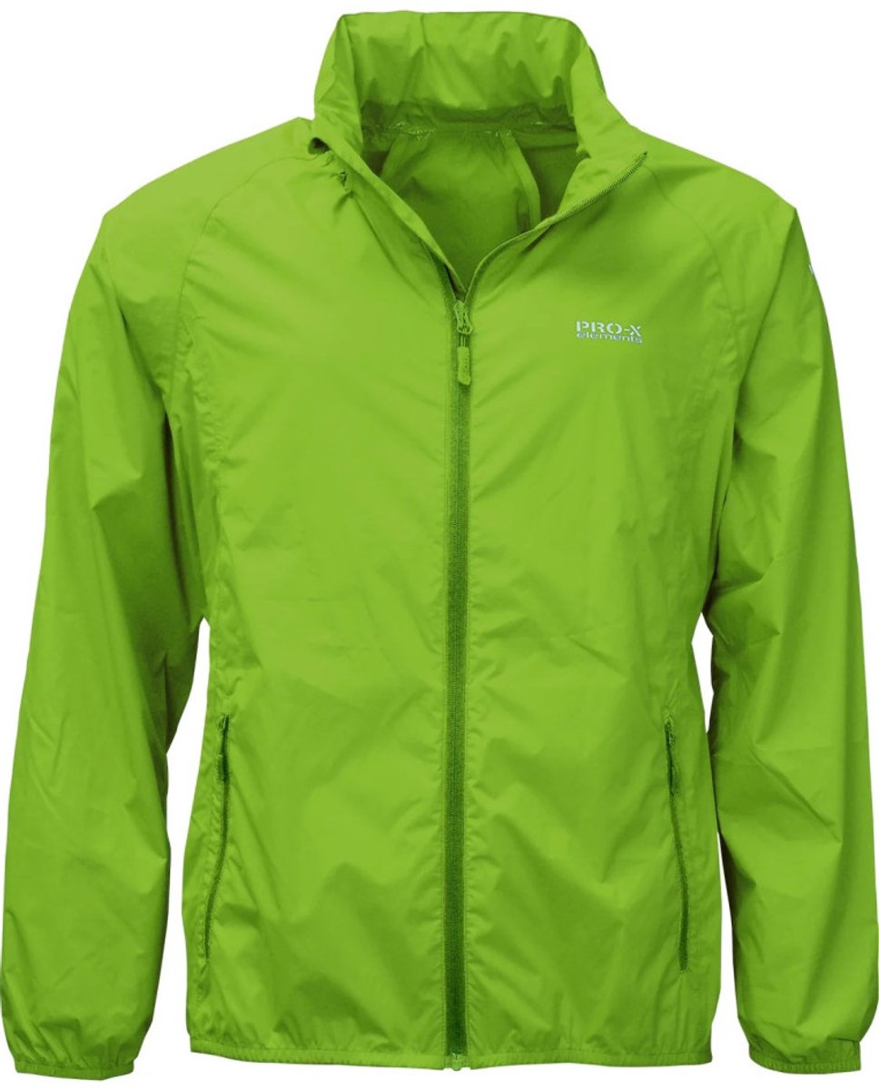 Neon lichtgewicht heren regenjas Packable van Pro-X Elements Groen