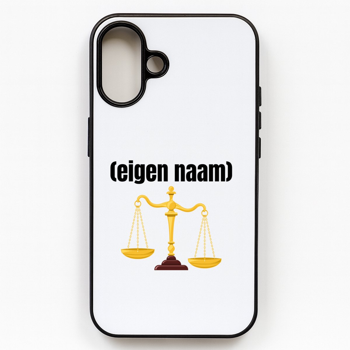 Hacebo® - rechter weegschaal telefoonhoesje - Advocaat - advocaten - telefoonhoesjes - met eigen naam - leuk cadeau voor iemand die advocaat is - cadeau - kado - hoesje geschikt voor iPhone 16