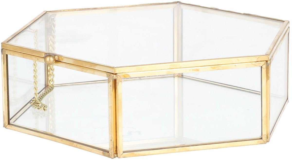 HOMLA - Kist - Zeshoekige Glazen Doos - 90% Glas - 17×16×5 cm