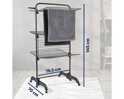 Leifheit droogtoren Pegasus 420 Solid Comfort - 42 m drooglengte - incl. wieltjes - zwart
