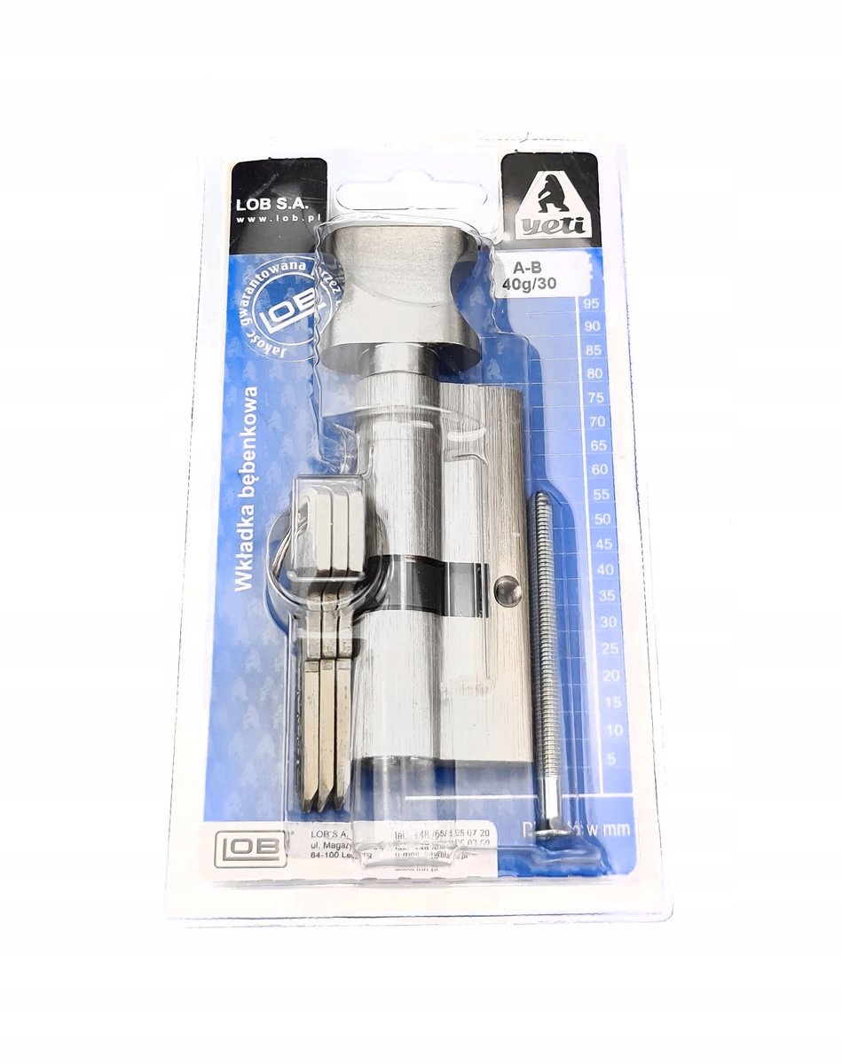 LOB YETI Cilinder met Knop 40/30mm Nikkel Satiné - 3 Sleutels