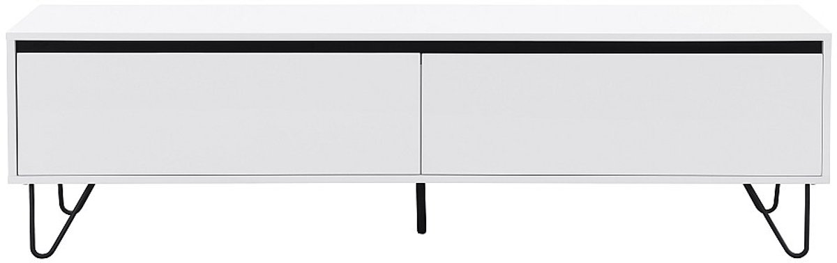 Vente-unique Tv-meubel met 2 deurtjes van mdf en staal - Wit en zwart - ABUJA