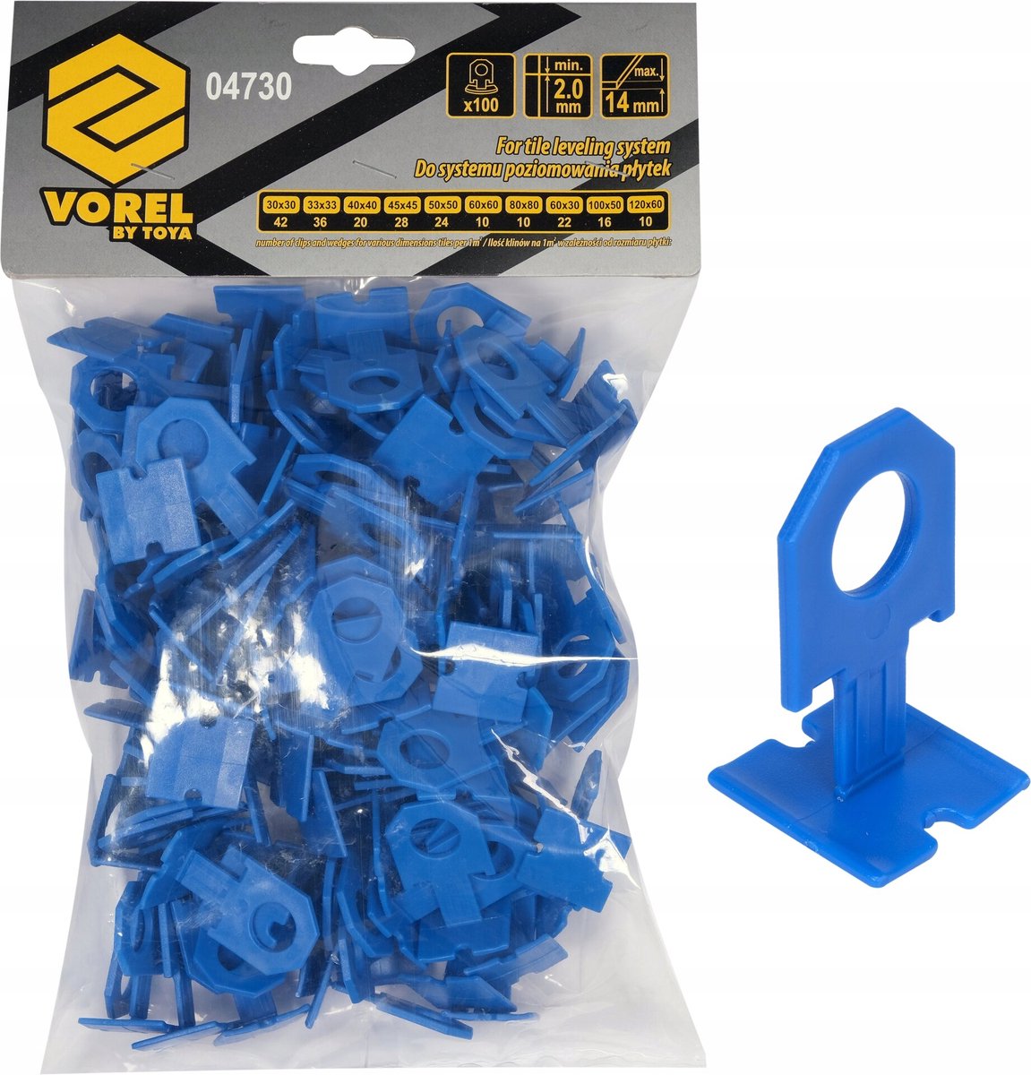 Vorel Tegelnivelleringsclips 2mm - 100 stuks