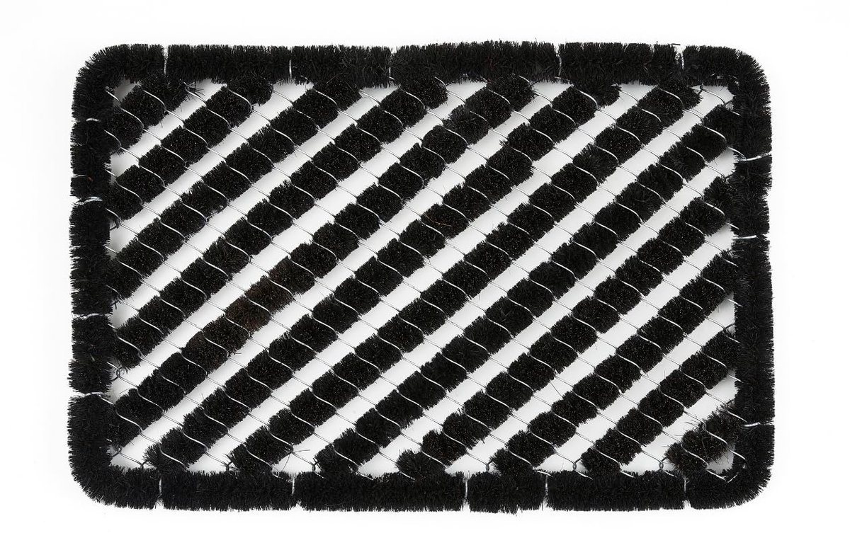Unyqoos Handgemaakte zwarte deurmat van kokosvezels voor buiten in 40 x 60 cm formaat Zwart wit