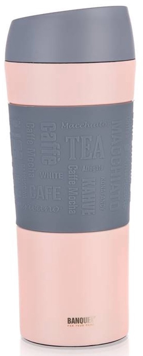 Banquet Matty Thermosbeker 400 ml - Roze, Dubbelwandig