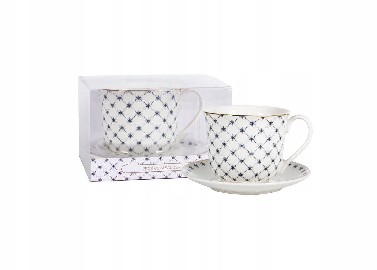 LIVELLO Jumbo Porseleinen Kop & Schotel 400ml - Sterren Design