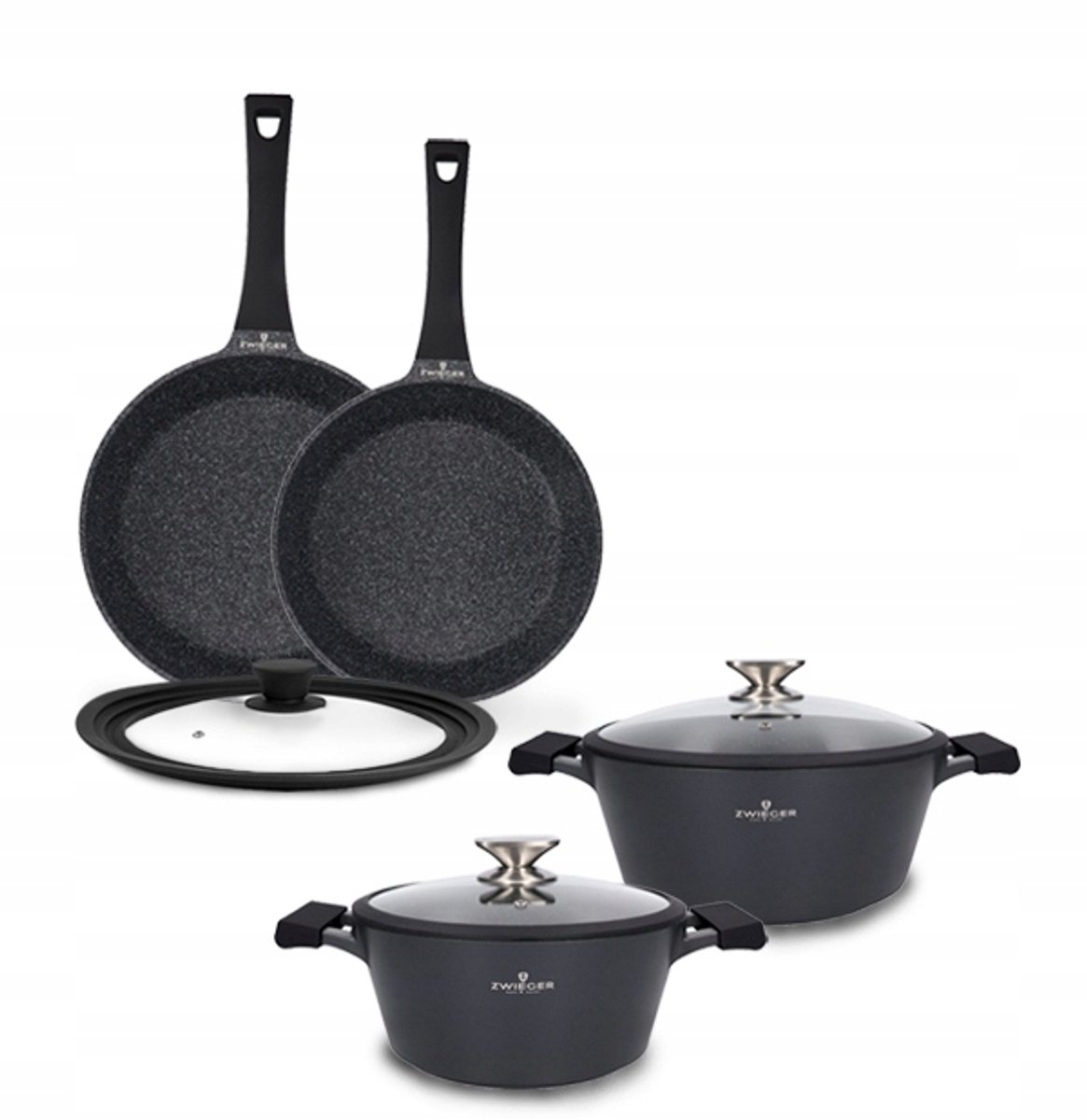 Zwieger Black Stone Pannenset met Deksel & Koekenpannen
