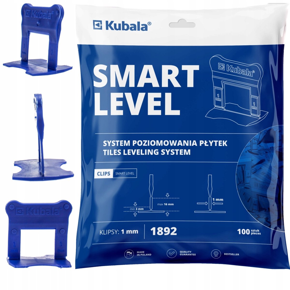 Kubala Smart Level Clips - 1mm Voegbreedte - 100 Stuks