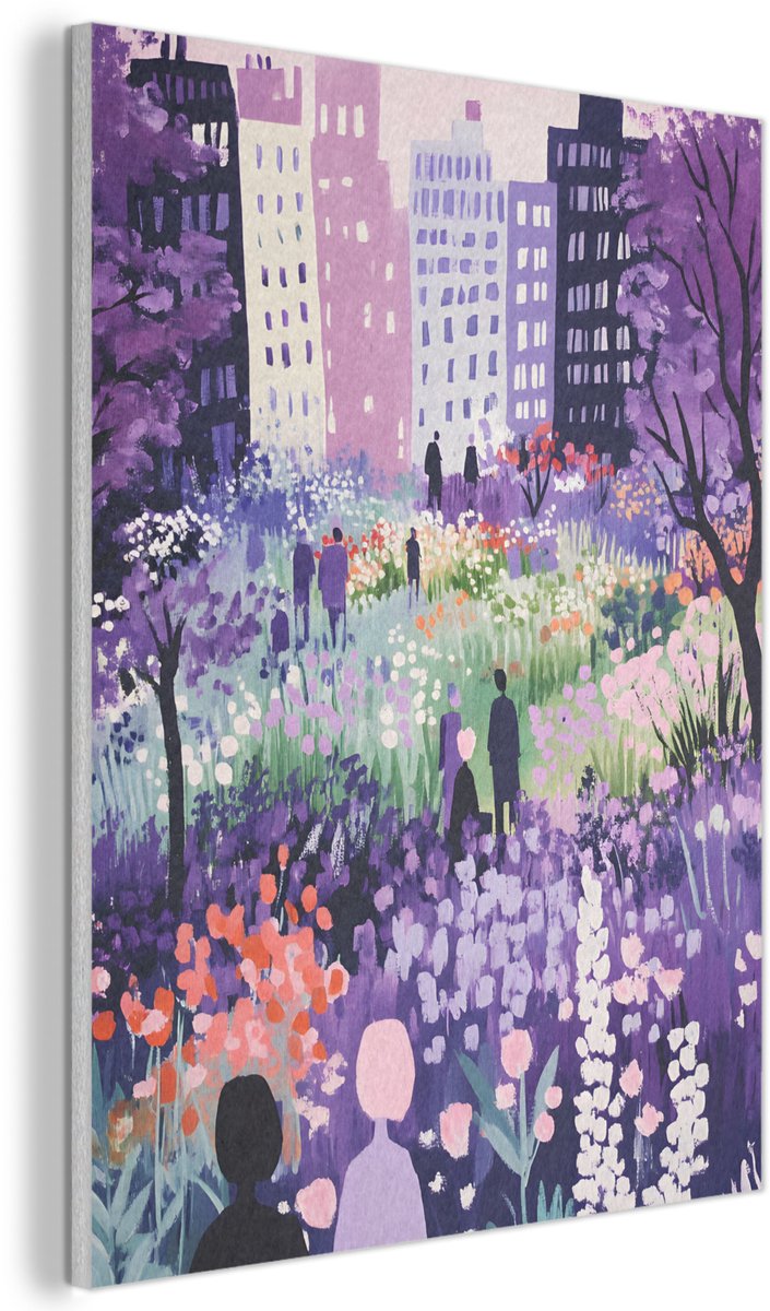 Akoestisch wandpaneel 30x40 cm - Vilt schilderij Park - Bomen - Bloemen - Gebouwen - Akoestische panelen - Geluidsdempende wanddecoratie - Geluidsisolatie woonkamer - Muurdecoratie geluidspanelen