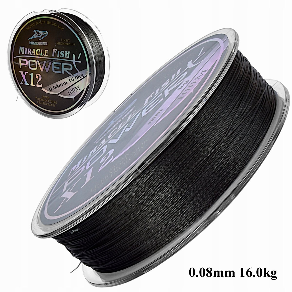 Miracle Fish Power X12 Vislijn 0.08mm 16kg Zwart - 100m