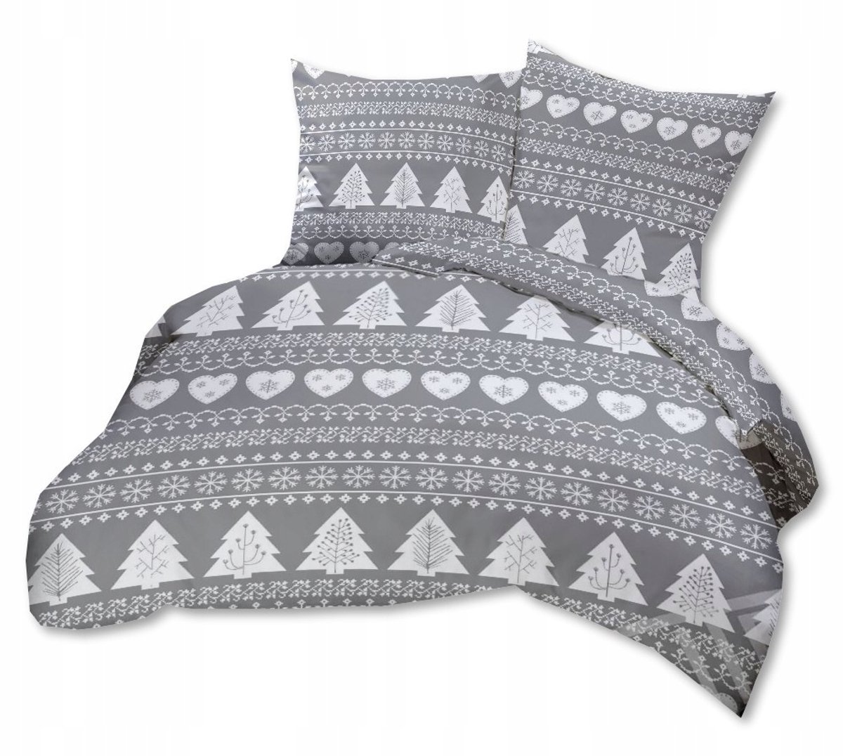 Gouden Kora Beddengoed Set 140x200cm + 70x80cm - Grijs Kerstboom