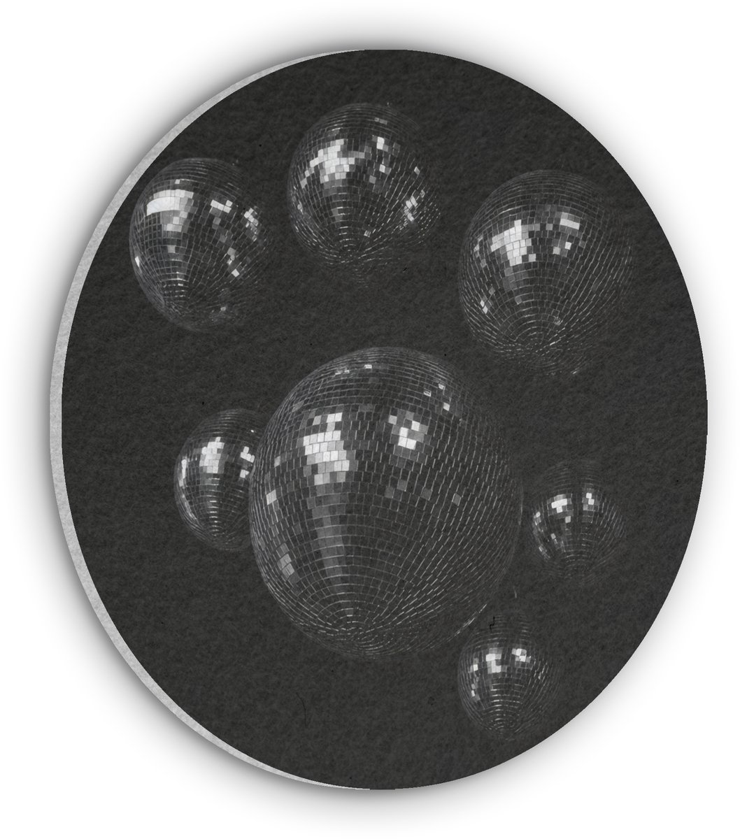 Akoestisch wandpaneel rond 80x80 cm - Vilt schilderij Discoballen - Minimalistisch - Zwart - Ronde akoestische panelen - Geluidsdempende wanddecoratie - Geluidsisolatie wandcirkel - Muurdecoratie geluidspanelen