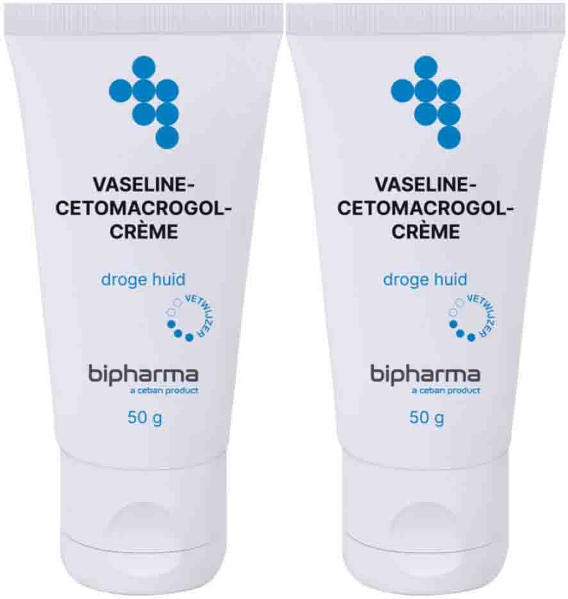 Bipharma Vaseline Cetomacrogolcrème - 2 x 50 gr - Voordeelverpakking