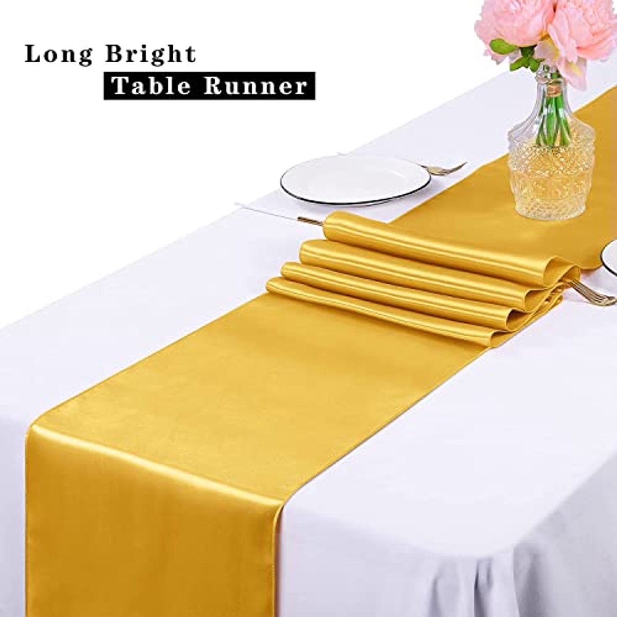 12 stuks gouden satijnen tafelloper 30 cm x 275 cm voor bruiloften en feesten