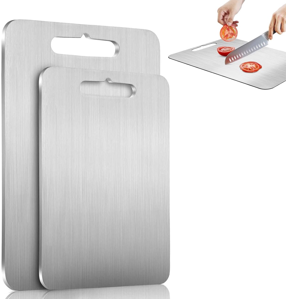 Ibenzoa® Dubbelzijdige snijplank set van titanium voor vlees en groenten